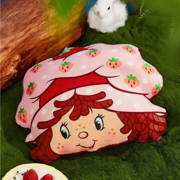 Strawberry Shortcake Cartoon Character And Strawberry Print Plush Throw Pillow - Picture 2 of 5